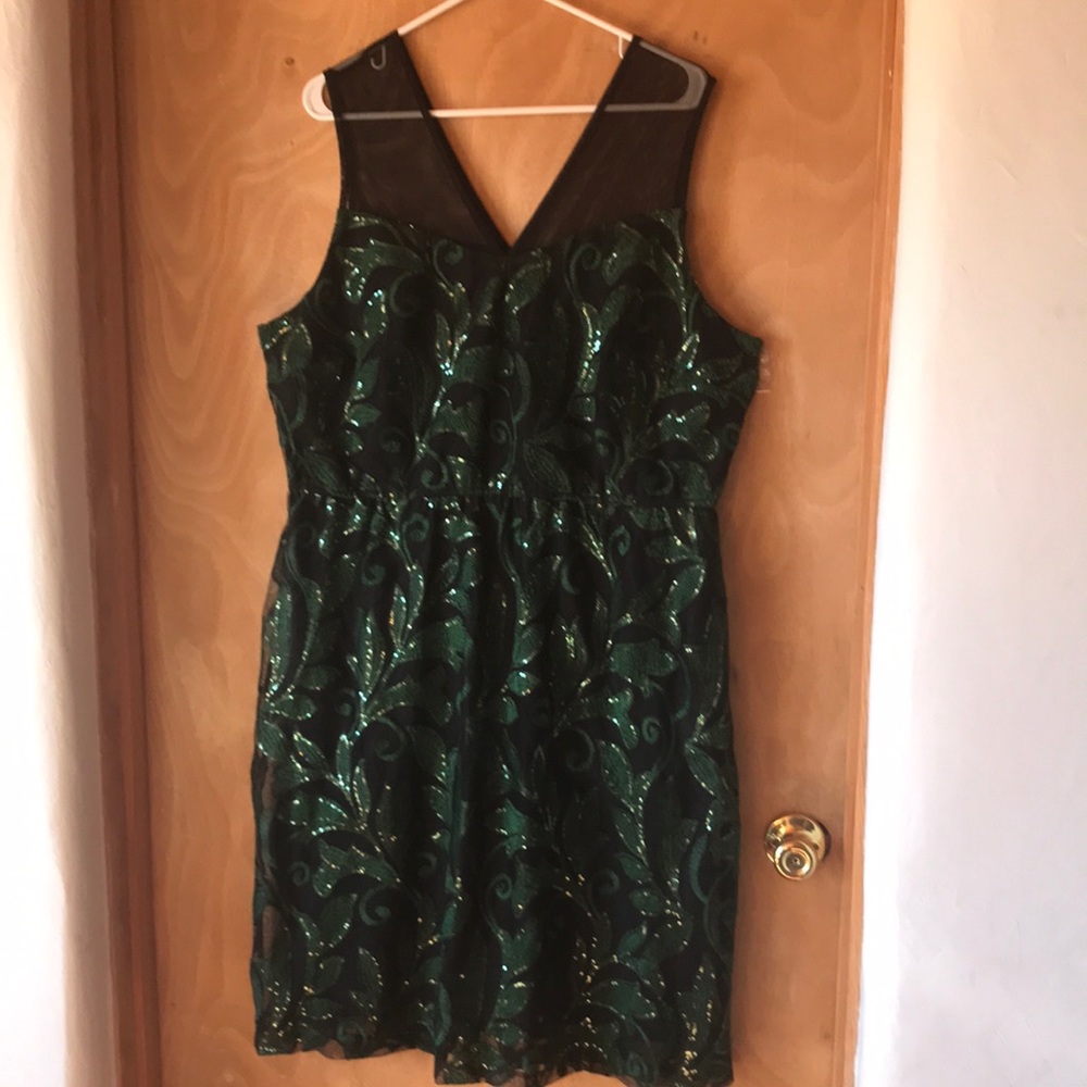 Lane Bryant size 16 green sequin holiday dress